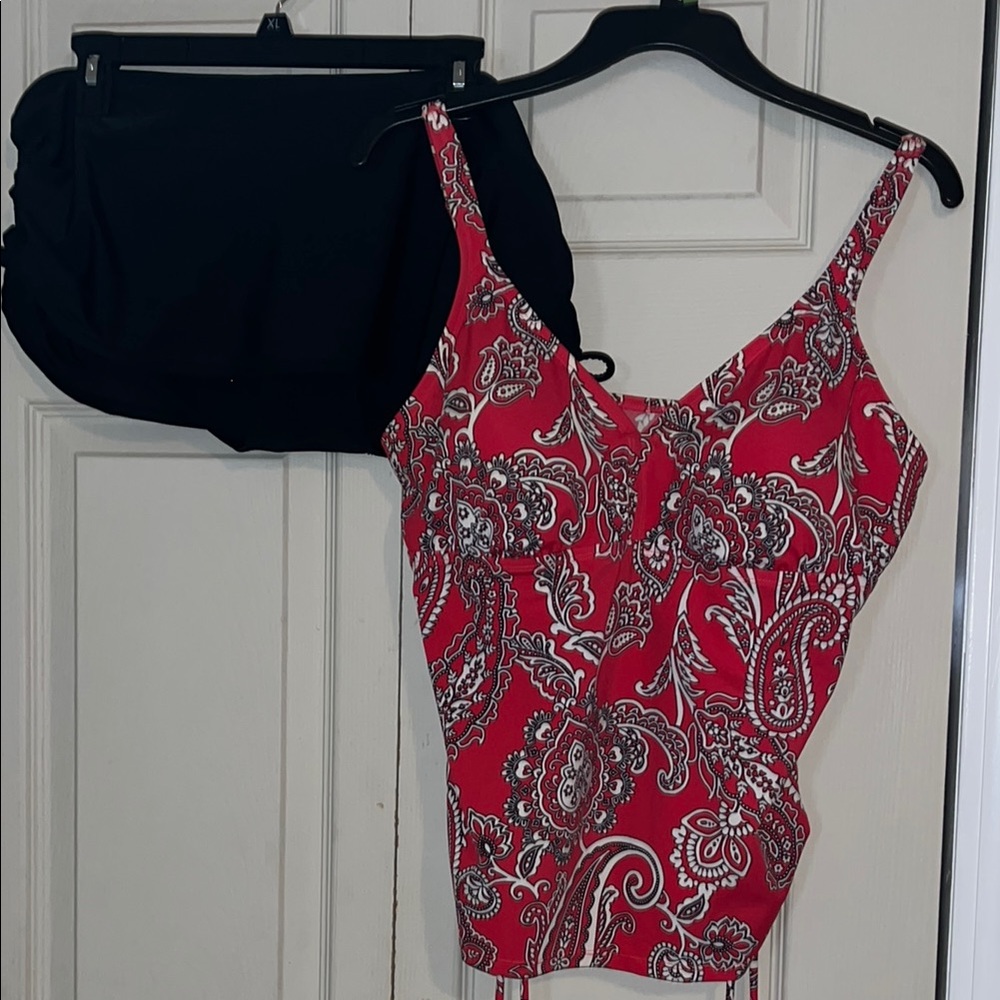 Red Paisley Women's Swim Outfit Large